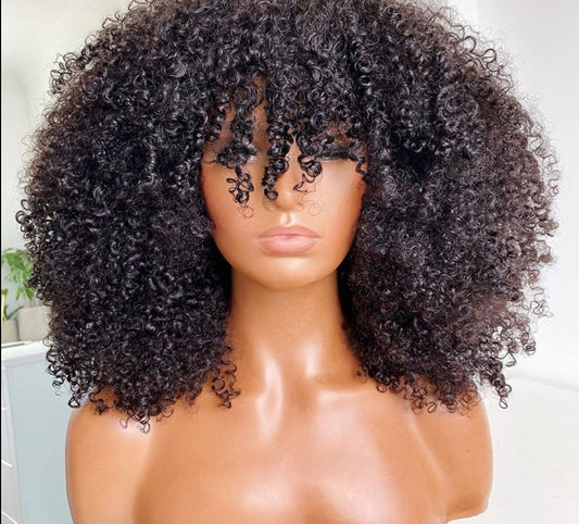 "Get the Perfect Natural Look with Our Afro Kinky Curly Bob Wigs for Black Women: Made with Glueless Brazilian Remy Human Hair"