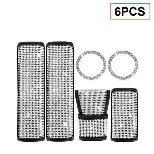 "Add Some Sparkle to Your Ride with 6PCS Bling Rhinestones Car Accessories - Enhance Your Style with Crystal Diamond Decoration!"