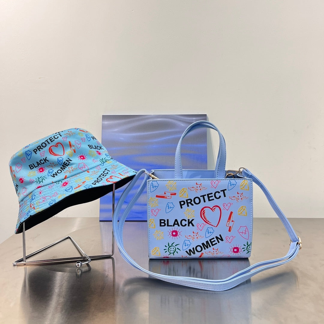 Women's Handbag and Hat Set with Built-in Protection for Black Women Collection"