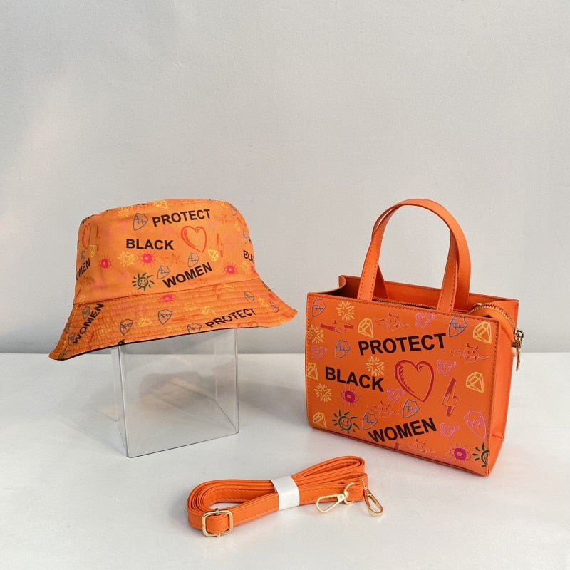 Women's Handbag and Hat Set with Built-in Protection for Black Women Collection"