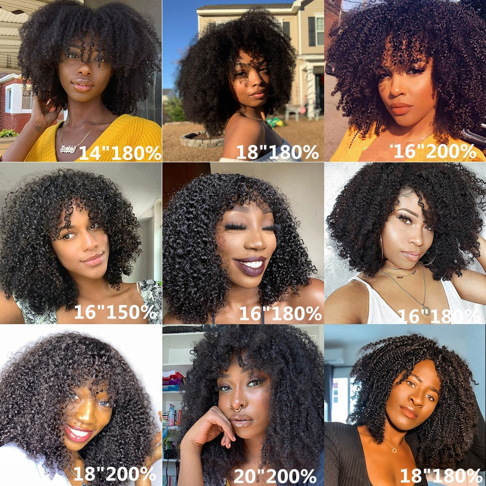 "Get the Perfect Natural Look with Our Afro Kinky Curly Bob Wigs for Black Women: Made with Glueless Brazilian Remy Human Hair"