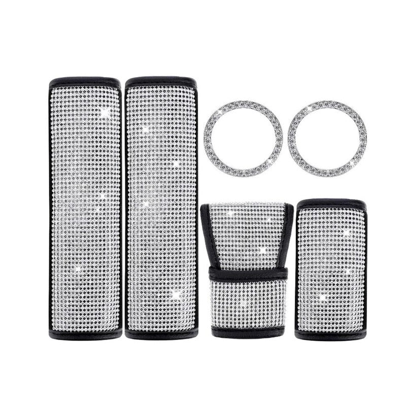 "Add Some Sparkle to Your Ride with 6PCS Bling Rhinestones Car Accessories - Enhance Your Style with Crystal Diamond Decoration!"
