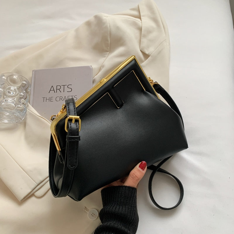 in structure  bags Genuine Leather Letter Metal Decoration First Shoulder Crossbody Bags Female Dinner Party Clutch Bag Purse