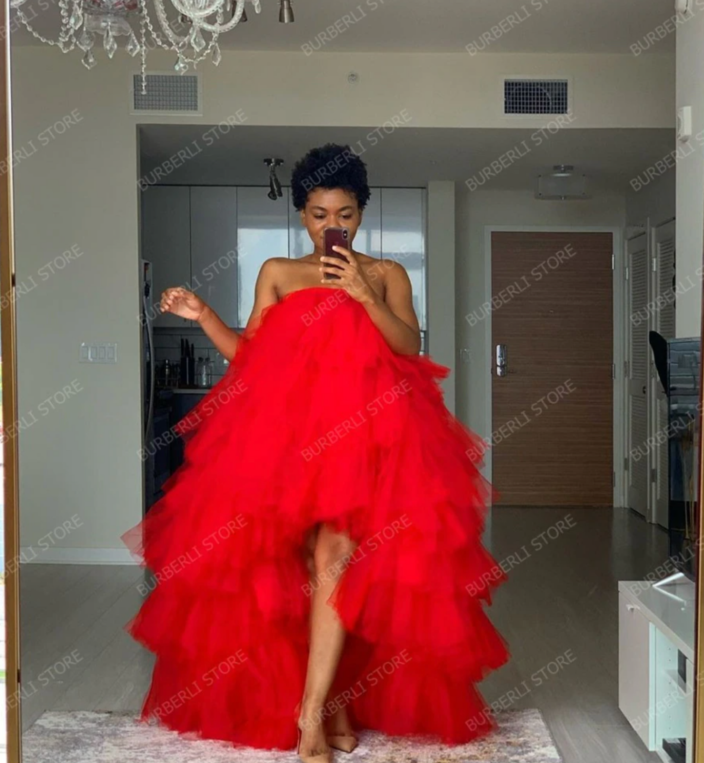 Extra Puffy Tulle Hi Low Prom Gown Party Dresses Tiered Ball Gown Cocktail Formal Dress Chic Orange Skirt Tutu Occasion Wear