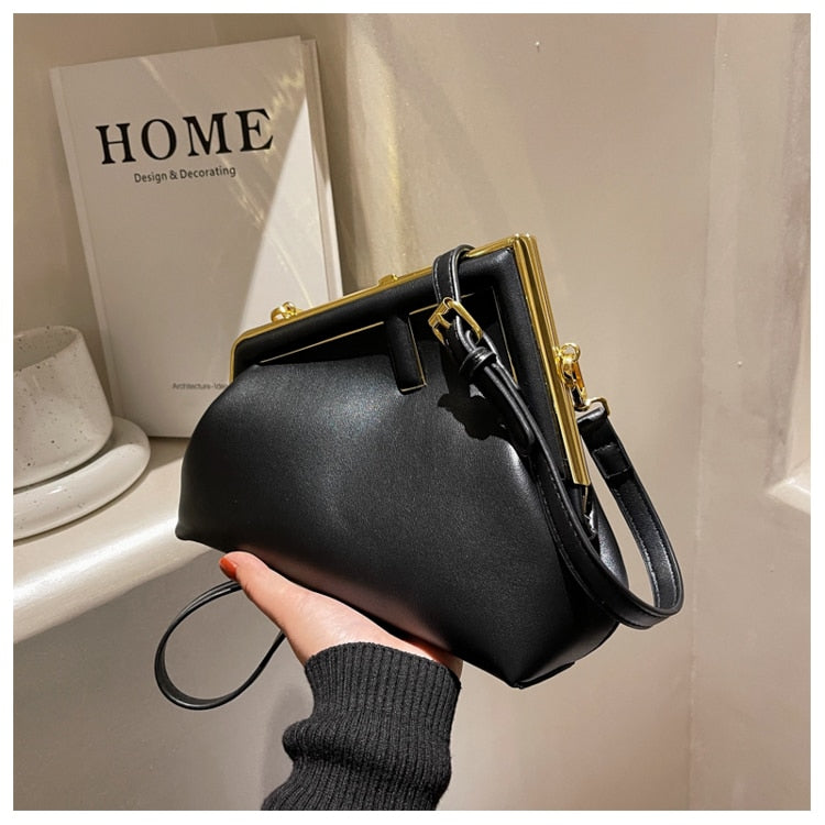 in structure  bags Genuine Leather Letter Metal Decoration First Shoulder Crossbody Bags Female Dinner Party Clutch Bag Purse